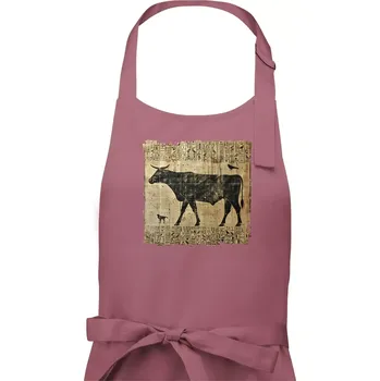 Kuchyňská zástěra Egyptské hieroglyfy kráva - Pánská zástěra na vaření - Univerzální velikost ( Starorůžová )