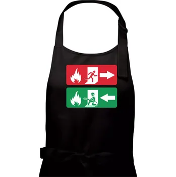 Kuchyňská zástěra Lidé utíkají, hasiči přibíhají - Pánská zástěra na vaření - Univerzální velikost ( Černá )