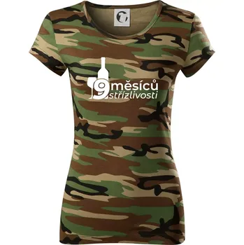 Dámské tričko 9 měsíců střízlivosti - Dámské maskáčové triko - XS ( Hnědý maskáč )