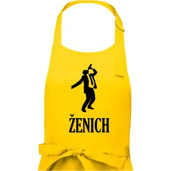 Kuchyňská zástěra Ženich alkohol - Pánská zástěra na vaření - Univerzální velikost ( Žlutá )