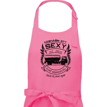 Kuchyňská zástěra Nesnáším být sexy - řidič hovnocucu - Pánská zástěra na vaření - Univerzální velikost ( Růžová )