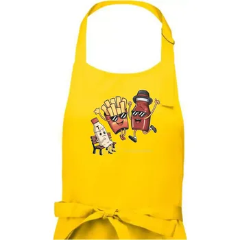 Kuchyňská zástěra Souboj o hranolky kečup tatarka - Pánská zástěra na vaření - Univerzální velikost ( Žlutá )