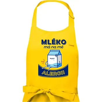 Kuchyňská zástěra Mléko má na mě alergii - Dámská zástěra na vaření - Univerzální velikost ( Žlutá )