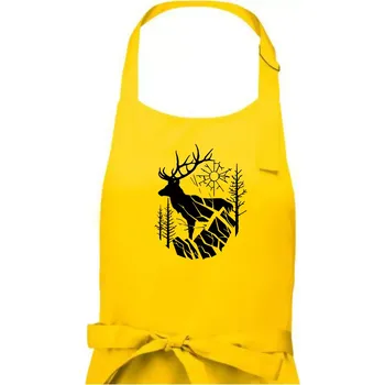 Kuchyňská zástěra Jelen v lese křivky - Pánská zástěra na vaření - Univerzální velikost ( Žlutá )