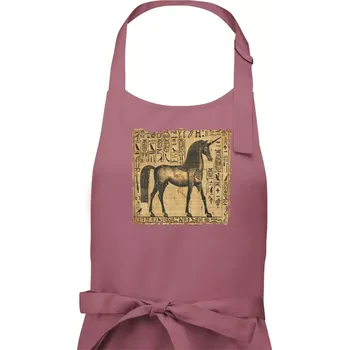 Kuchyňská zástěra Egyptské hieroglyfy jednorožec - Dámská zástěra na vaření - Univerzální velikost ( Starorůžová )
