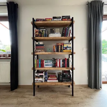 Knihovna Regál Redžinald Velikost: 100 × 90, Odstín desky: Tmavý - transparentní, Hrana desky: Rovná