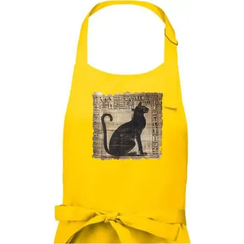 Kuchyňská zástěra Egyptské hieroglyfy kočka - Pánská zástěra na vaření - Univerzální velikost ( Žlutá )