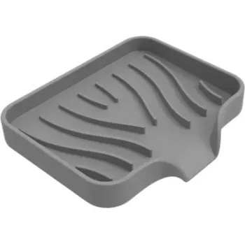 Dávkovač mýdla Silikonový odtokový tácek na mýdlo 10x12 cm Samoodvodňovací protiskluzový tác Umyvadlový držák proti hromadění vody Koupelnové doplňky šedá