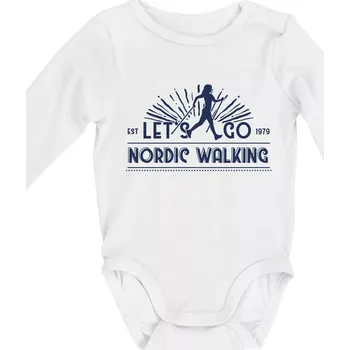 Let's go nordic walking - vintage - Body kojenecké s dlouhým rukávem - Dlouhý r. do 3 měs ( Bílá )