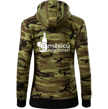 Dámská mikina 9 měsíců střízlivosti - Dámská mikina trendy zipper s kapucí - XS ( Zelený maskáč )