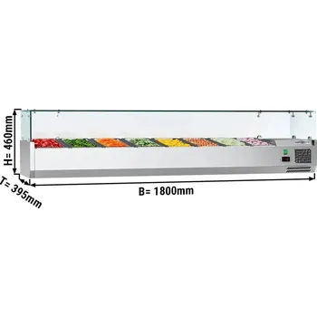 Lednice G.Gastro Chladicí vitrína ECO - 1,8 x 0,4 m - pro 8x 1/3 GN-nádobu