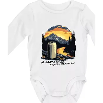 Kojenecký body Já hory a pivko nejlepší kombinace - Body kojenecké s dlouhým rukávem - Dlouhý r. do 3 měs ( Bílá )