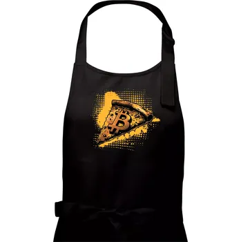 Kuchyňská zástěra Bitcoin oranžová pizza - Pánská zástěra na vaření - Univerzální velikost ( Černá )