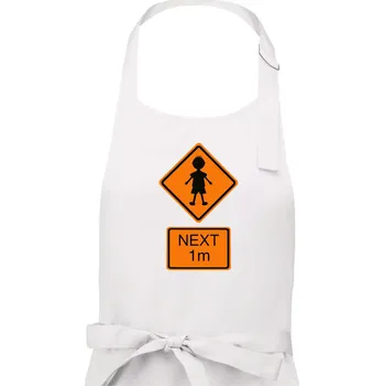 Kuchyňská zástěra Pozor člověk next 1m (Moňas) - Pánská zástěra na vaření - Univerzální velikost ( Bílá )