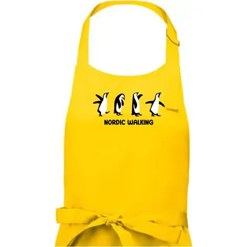 Kuchyňská zástěra Nordic walking tučňáci - kreslení - Dámská zástěra na vaření - Univerzální velikost ( Žlutá )