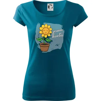 Dámské tričko Jenom kvetu - Dámské triko Pure - M ( Petrolejová )