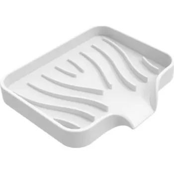 Dávkovač mýdla Silikonový odtokový tácek na mýdlo 10x12 cm Samoodvodňovací protiskluzový tác Umyvadlový držák proti hromadění vody Koupelnové doplňky bílá