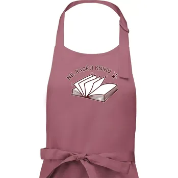 Kuchyňská zástěra Ne, raději knihu - Pánská zástěra na vaření - Univerzální velikost ( Starorůžová )