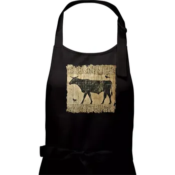 Kuchyňská zástěra Egyptské hieroglyfy kráva - Dámská zástěra na vaření - Univerzální velikost ( Černá )