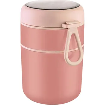 Termobox Termoska na jídlo z nerezové oceli 710 ml Izolovaná krabička na oběd 10,7x15,3 cm Polévková nádoba Nepropustná Těsnící víko Kompaktní růžová