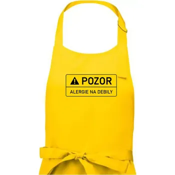 Kuchyňská zástěra Pozor alergie na debily - Dámská zástěra na vaření - Univerzální velikost ( Žlutá )