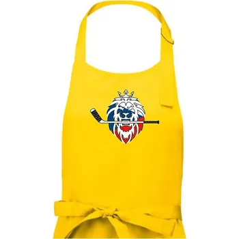 Kuchyňská zástěra Lev s hokejkou v tlamě - Česká vlajka - Pánská zástěra na vaření - Univerzální velikost ( Žlutá )