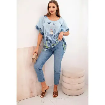 Dámská košile Dámská bavlněná košile s květinovým vzorem modrý UNI