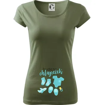 Dámské tričko Bude to chlapeček - Dámské triko Pure - XS ( Khaki )