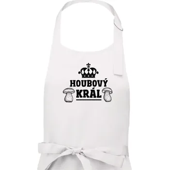 Kuchyňská zástěra Houbový král - Pánská zástěra na vaření - Univerzální velikost ( Bílá )