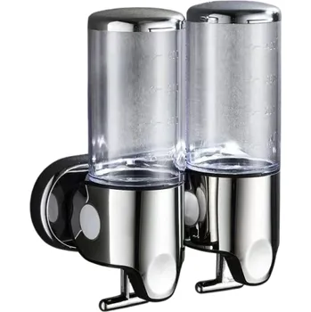 Dávkovač mýdla 2 ks nástěnný dávkovač mýdla a šamponu 500ml do koupelny Voděodolná pumpička na tekutinu Šrouby a klíče v balení Odolný proti vlhkosti průhledná