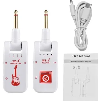 Klasická kytara 2.4G bezdrátový kytarový systém Vysílač a přijímač pro elektrickou kytaru a baskytaru Rychlý přenos zvuku Neutrální barvy Hudební příslušenství bílá