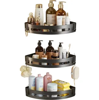 Držák na ručník 3 ks rohová police do koupelny 30,5x22x4,5 cm Samolepicí úložné police Bez vrtání Držák do sprchy Nosnost 15 kg Koupelnový organizér