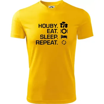 Pánské tričko Houby Eat Sleep Repeat - Pánské triko Fantasy sportovní (dresovina) - 3XL ( Žlutá )