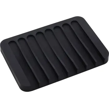 Dávkovač mýdla Silikonová miska tácek na mýdlo 11,5x8x1 cm Samoodvodňovací protiskluzový držák na mýdlo Multifunkční koupelnový organizér černá