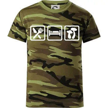 Chlapecké oblečení Eat Sleep Houbaření - Dětské maskáčové triko - 146 cm/10 let ( Zelený maskáč )