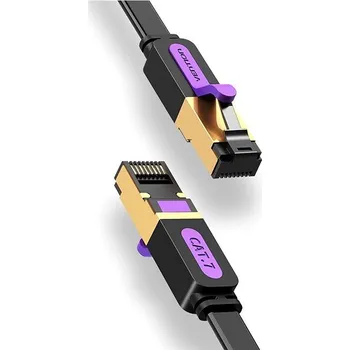 Síťový kabel Vention Flat Cat.7 Patch Cable 8m Black