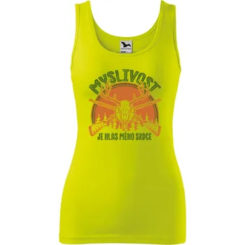 Dámské oblečení Dámské tílko s potiskem Myslivost hlas srdce Velikost: S, Barva: Limetková