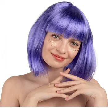 Karnevalová paruka Fialová paruka Kleopatra – krátké mikádo s ofinou na karneval