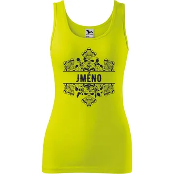 Dámské oblečení Dámské tílko s potiskem se jménem a květinou Velikost: 2XL, Barva: Limetková