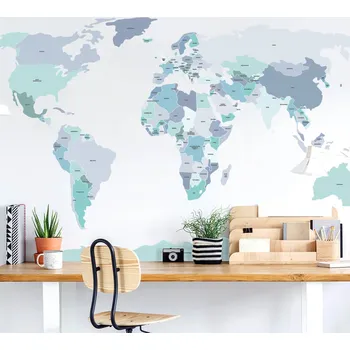 Pastelowe Love Pastelowe Love® samolepka na zeď politická mapa světa modrá v češtině Velikost: L Jazyk český
