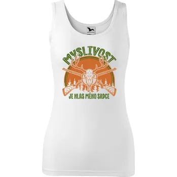 Dámské tílko s potiskem Myslivost hlas srdce Velikost: S, Barva: Bílá