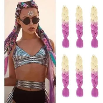 Čelenka DanseeMeibr Plus zaplétací vlasy, africké zaplétací prodlužování vlasů 5 ks, 24 palcové syntetické