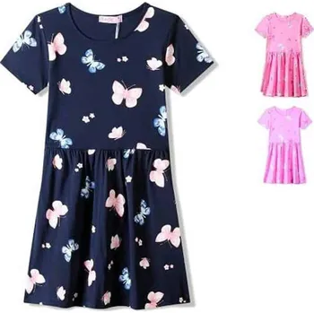 Dívčí šaty DÍVČÍ ŠATY S MOTÝLKY SS3585 VELIKOSTI 98-128 Velikost: 116, Barva: Modrá