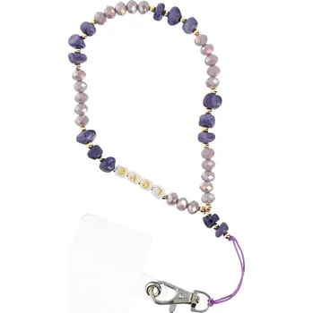 Beweare Crossbody náramek na telefon s kamínky Love fialový