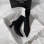 Elastické dámské boty na podpatku Barva: Černá, Velikost: 34