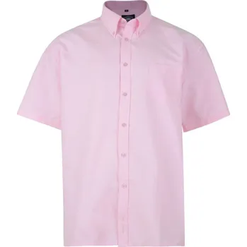 KAM košile pánská KBS 663A krátký rukáv nadměrná velikost růžová 7XL