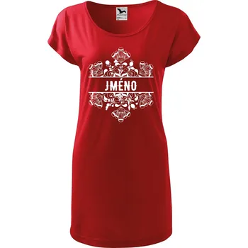 Dámské tričko DOBRÝ TRIKO Dámské tričko/šaty Květina jméno Velikost: XS, Barva: Červená