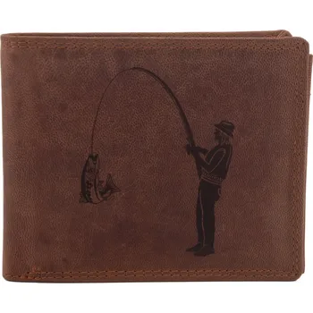 Peněženka Pánská peněženka MERCUCIO světlehnědá vzor 8 rybář s prutem 2911908