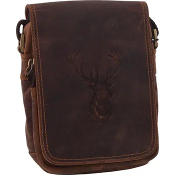 Mercucio Pánské kožené crossbody tmavěhnědý hunter embos jelen hlava 250591