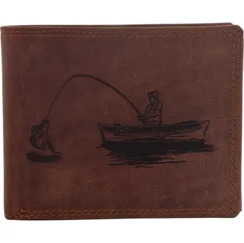 Peněženka Pánská peněženka MERCUCIO světlehnědá vzor 70 rybář v loďce 2911908